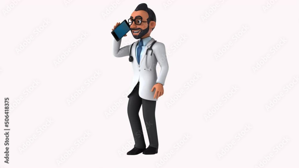 Fun 3D cartoon animation of a fun indian doctor with alpha included Fun 3D cartoon animation of a fun indian doctor with alpha included