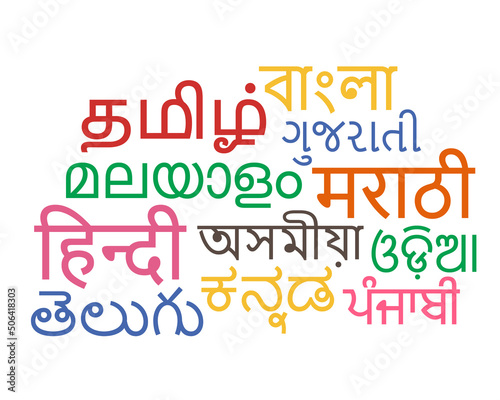 Indian Languages word cloud vector illustration photo