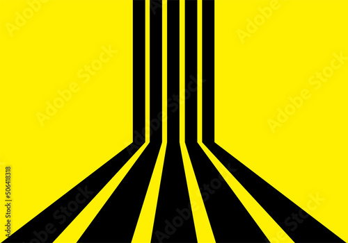 abstract black perspective lines in the yellow background