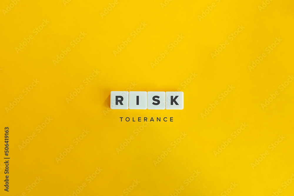 Risk Tolerance Phrase and Banner. Letter Tiles on Yellow Background. Minimal Aesthetics. Risk Tolerance Phrase and Banner. Letter Tiles on Yellow Background. Minimal Aesthetics.