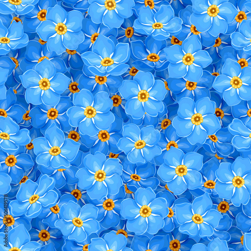 blue forget-me-not flowers. summer floral seamless pattern, vector illustration