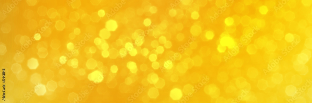 Bright yellow sparkling glitter bokeh background, banner texture. Abstract defocused lights header. Wide screen wallpaper. Panoramic web banner with copy space for design Bright yellow sparkling glitter bokeh background, banner texture. Abstract defocused lights header. Wide screen wallpaper. Panoramic web banner with copy space for design