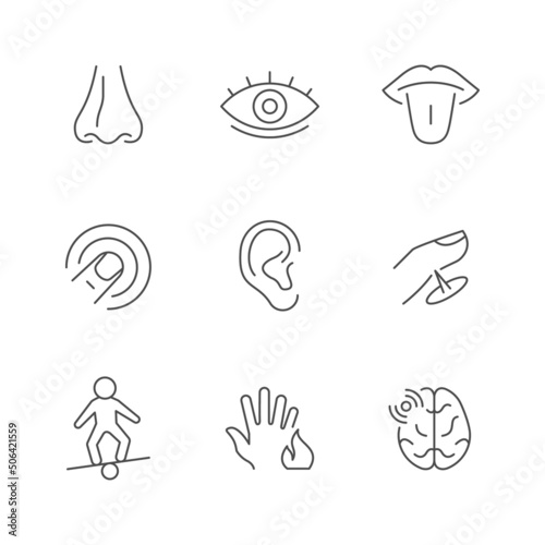 Set line icons of human senses