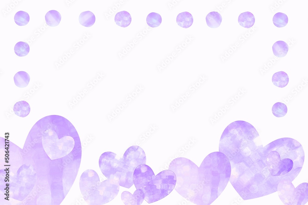 紫色の可愛いハートのフレーム パープル ホワイトデー