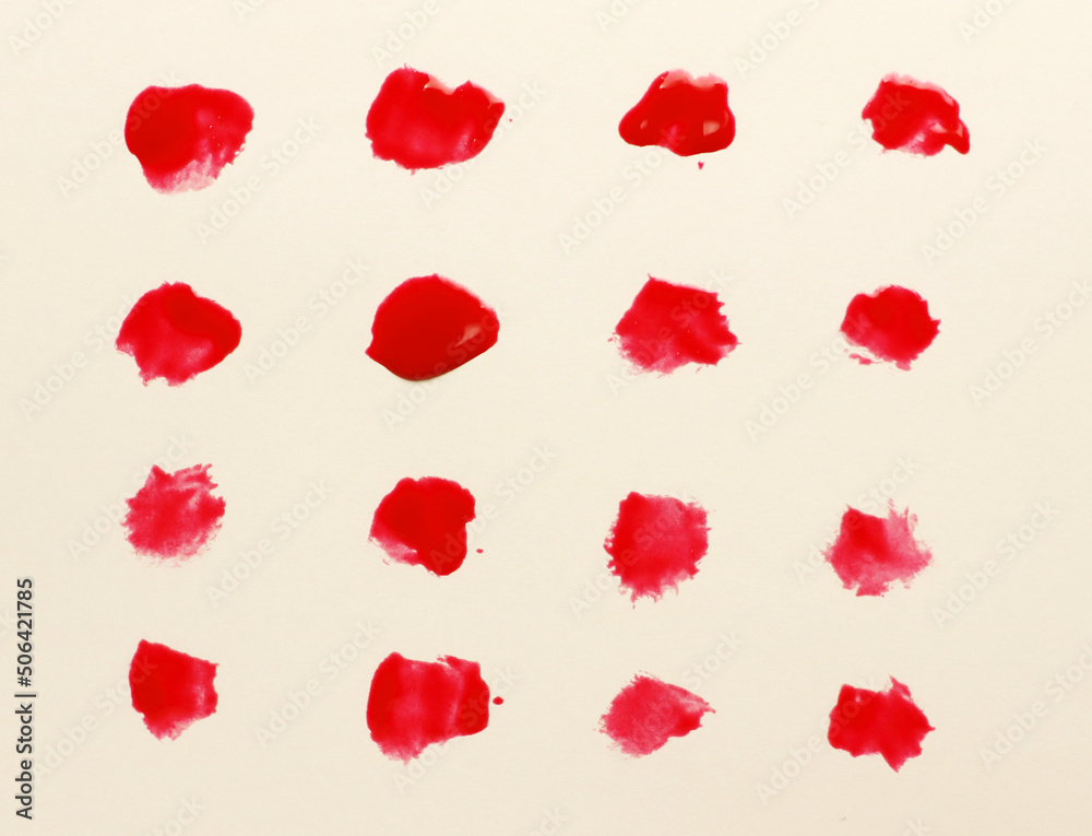 Abstract red paint drops brushes isolated on white Abstract red paint drops brushes isolated on white