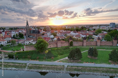 Nymburk aerial panorama view of Nymburk city, Polabí, Czech republic,Eruope,beautiful landscape of historical old city photo