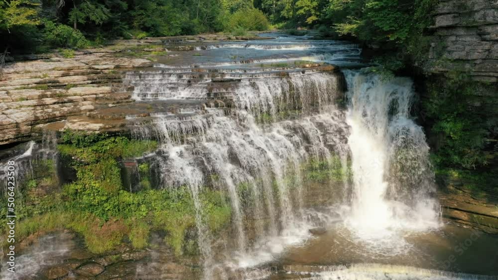 Aerial View Of Cummins Falls On The Blackburn Fork River In Jackson County, Tennessee. Aerial View Of Cummins Falls On The Blackburn Fork River In Jackson County, Tennessee.