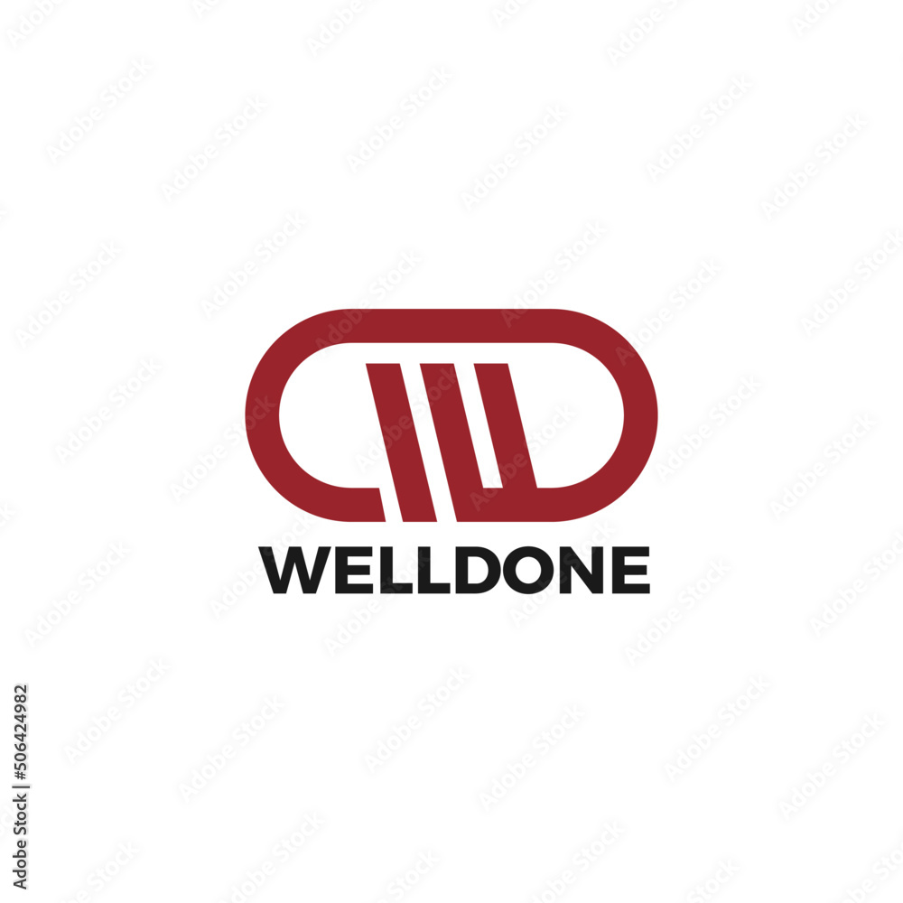 Obraz premium Letter W simple logo design in oval line shape for brand identity