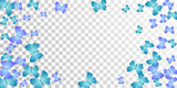 Romantic blue butterflies flying vector wallpaper. Summer vivid insects. Fancy butterflies flying fantasy background. Gentle wings moths graphic design. Fragile beings.