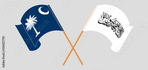Crossed and waving flags of The State of South Carolina and Taliban