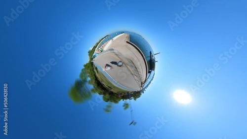 Walking in The Goztepe Beach Istanbul as Little Planet Format and Hyper Lapse photo
