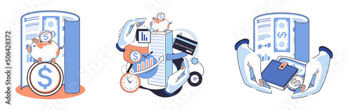 Online banking metaphor, financial consulting, saving account. Mobile payment, cash transactions. Mobile money transfer app. E-money, bank deposit. Digital wallet. Cash investment, payment processing