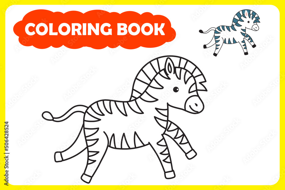 Fototapeta premium black and white image of an African animal and color example. coloring book for children. vector illustration