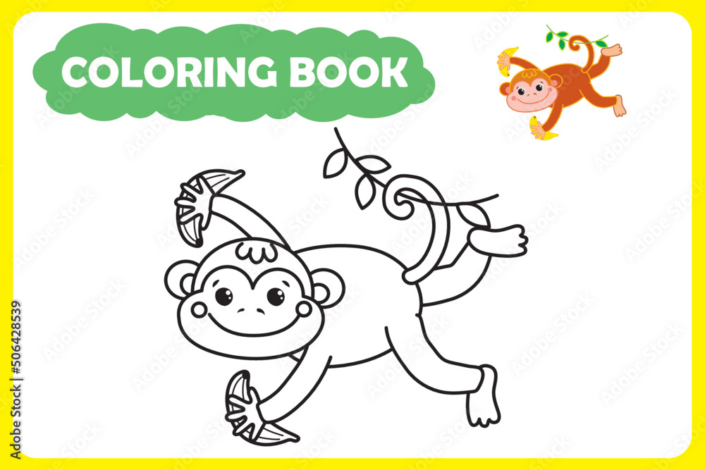 black and white image of an African animal and color example. coloring book for children. vector illustration