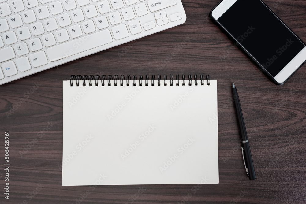Directly above view of office desk table. Flat lay. Copy space Directly above view of office desk table. Flat lay. Copy space