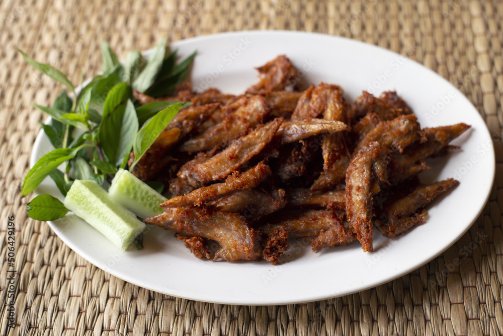 fried chicken wings in white plate,Include Clipping Path. fried chicken wings in white plate,Include Clipping Path.