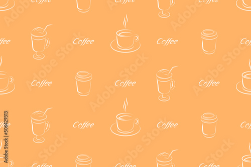 Seamless pattern on the theme of coffee. © Zuev Ali