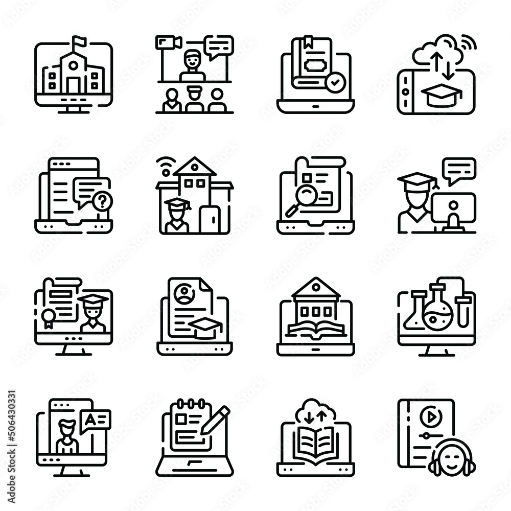 Trendy Pack of College and Education Doodle Icons Trendy Pack of College and Education Doodle Icons