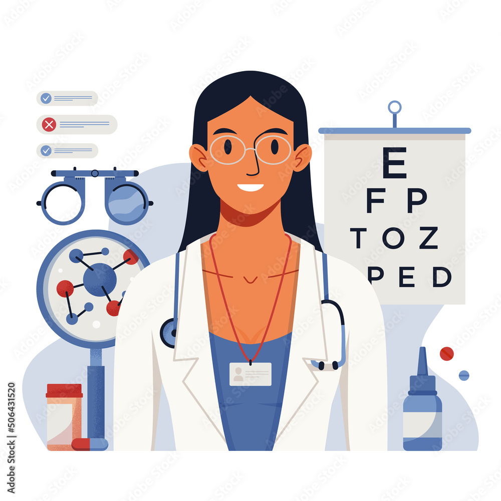 Eye test procedure and prescription glasses concept. Ophthalmology