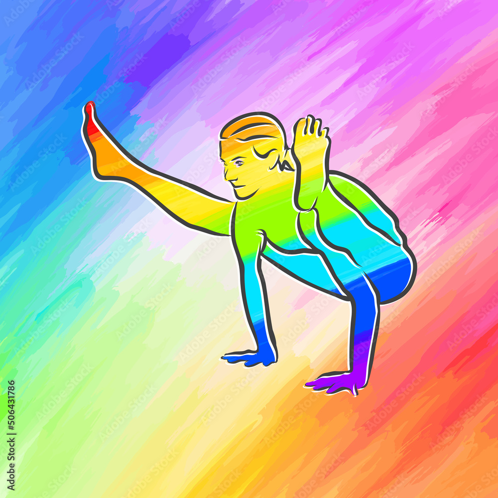 Colorful Tittibhasana Yoga Pose