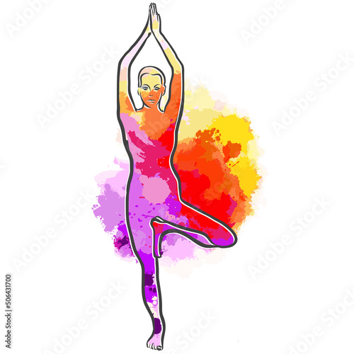 Colorful Vrikshasana Tree Yoga Pose
