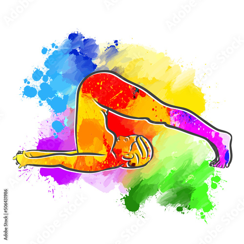 Colorful Halasana Plow Yoga Pose photo