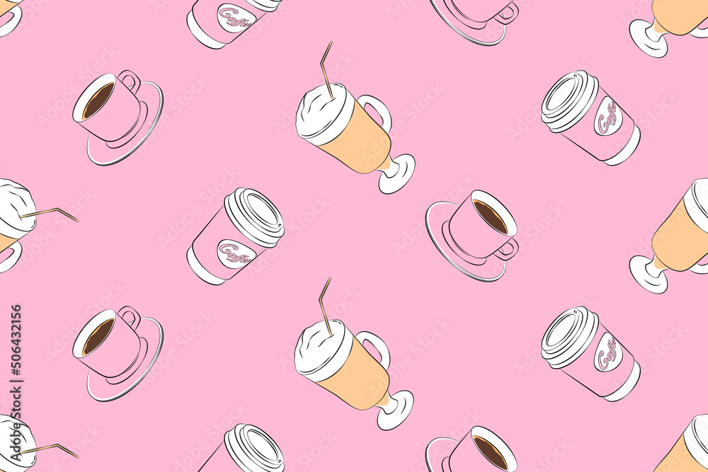 Seamless pattern on the theme of coffee.