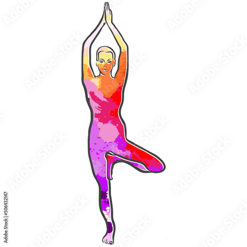 Vrikshasana Yoga Colorful Logo