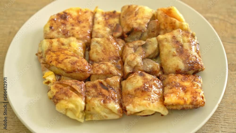 fried roti with egg, banana and chocolate fried roti with egg, banana and chocolate