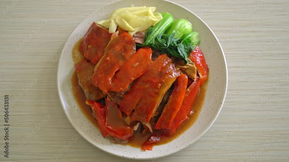 Peking duck or Roasted duck in Barbecue Red Sauce - Chinese food style Peking duck or Roasted duck in Barbecue Red Sauce - Chinese food style