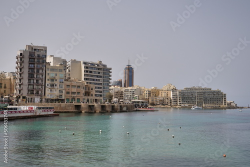 Cityscape along Balluta Bay in St Julians, Malta © SmallWorldProduction