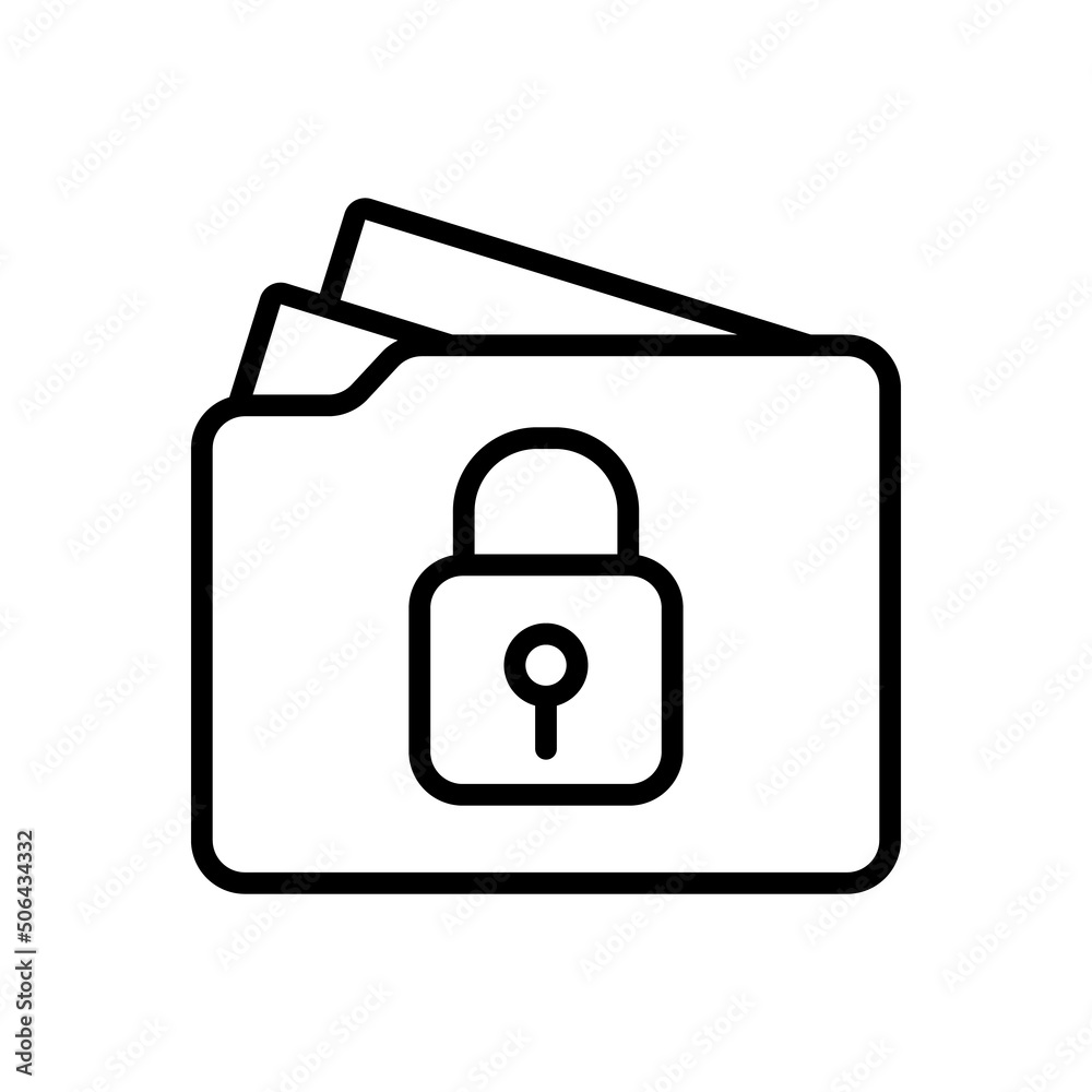 Folder Protected Icon. Done in modern black Linear style isolated on white background. For web banners, Mobile applications, Websites, Printed materials. Folder Protected Icon. Done in modern black Linear style isolated on white background. For web banners, Mobile applications, Websites, Printed materials.