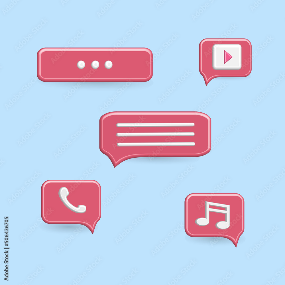 3D chat icon on smartphone for media social activities, video, music, and media player, telephone and typing. 3D chat icon on smartphone for media social activities, video, music, and media player, telephone and typing.