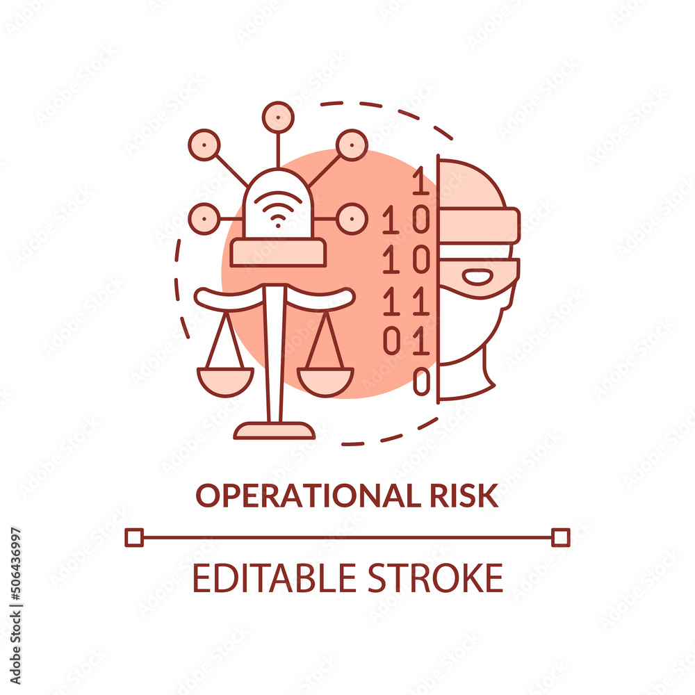 Operational risk terracotta concept icon. Risk category abstract idea thin line illustration. Vulnerabilities. Isolated outline drawing. Editable stroke. Arial, Myriad Pro-Bold fonts used