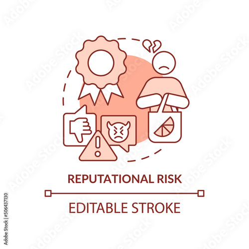 Reputational risk terracotta concept icon. Risk type abstract idea thin line illustration. Threats to company reputation. Isolated outline drawing. Editable stroke. Arial, Myriad Pro-Bold fonts used
