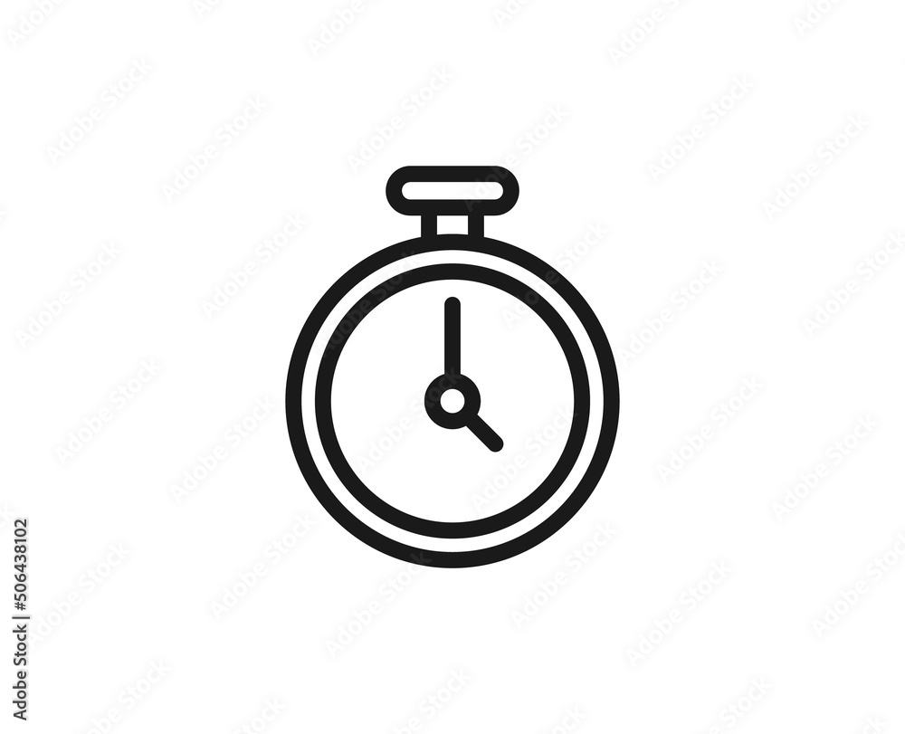 Clock line icon on white background Clock line icon on white background