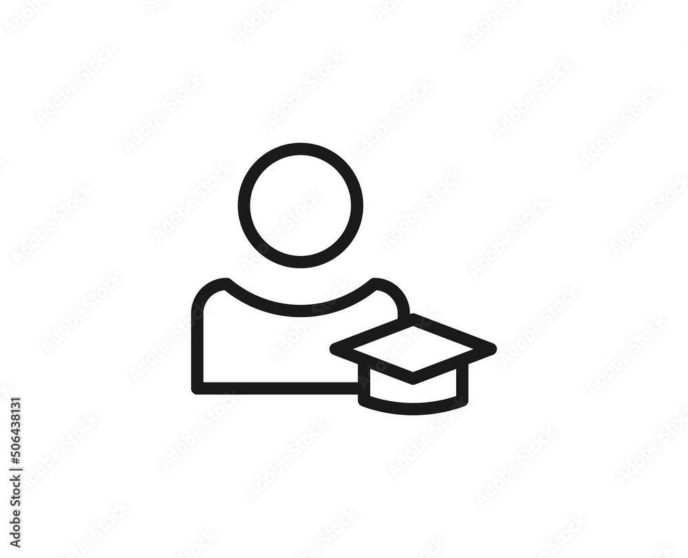 College student icon concept. Single premium editable stroke pictogram perfect for logos, mobile apps, online shops and web sites. Vector symbol isolated on white background. College student icon concept. Single premium editable stroke pictogram perfect for logos, mobile apps, online shops and web sites. Vector symbol isolated on white background.