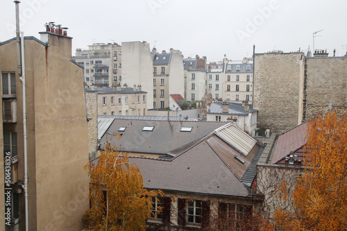The view from the window in typical district of Paris, France