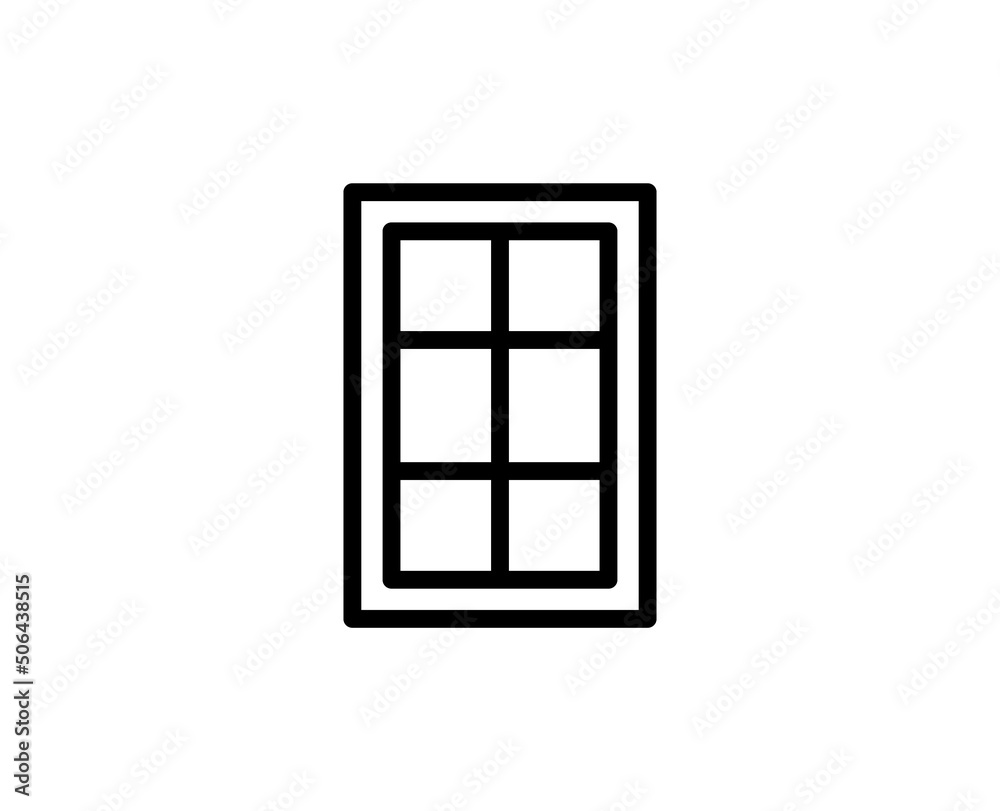 Line window icon isolated on white background. Outline symbol for website design, mobile application, ui. Window pictogram. Vector illustration, editorial stroсk Line window icon isolated on white background. Outline symbol for website design, mobile application, ui. Window pictogram. Vector illustration, editorial stroсk