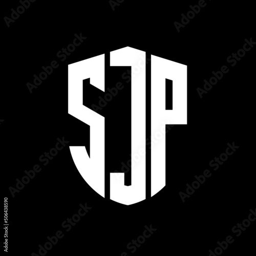 SJP letter logo design. SJP modern letter logo with black background. SJP creative  letter logo. simple and modern letter logo. vector logo modern alphabet font overlap style. Initial letters SJP   photo