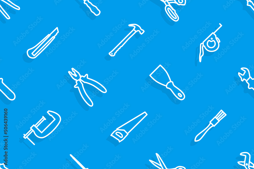 Seamless pattern on the theme of tools and repairs. Seamless pattern on the theme of tools and repairs.