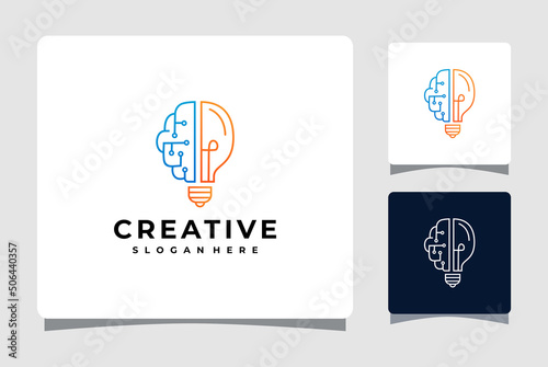 light  bulb and brain Logo Template Design Inspiration