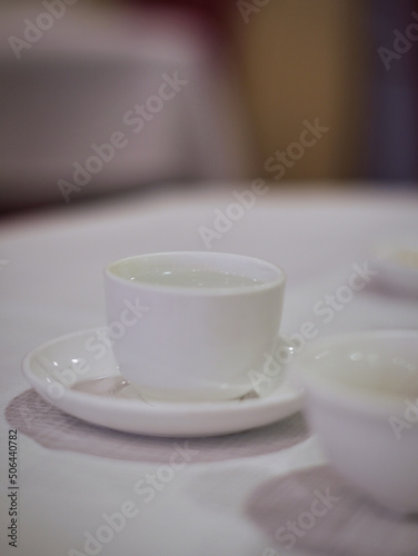 Having tea in a Chinese restaurant