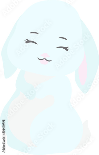 Cute Bunnies isolated Vector illustration on white background.