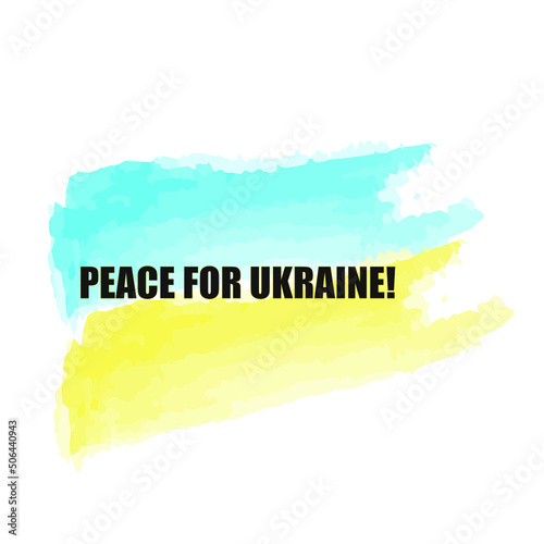 Peace for UKRAINE! Ukraine flag praying concept vector illustration. Symbol, poster of the national flag. Style watercolor drawing