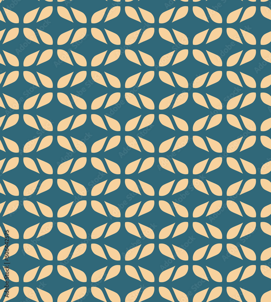 Fototapeta premium Seamless decorative golden pattern on an emerald background, geometric ornament in Japanese style. Modern linear art illustrations for wallpapers, flyers, covers, banners, backgrounds