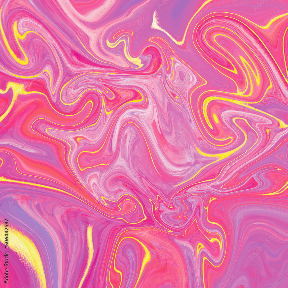 Pink and purple marble texture design, abstract painting, fashion art print. Pink, purple and gold waves.Fluid marble texture.