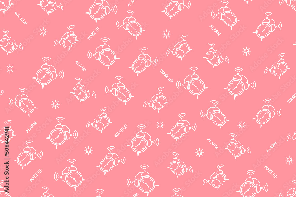 Seamless pattern from alarm clocks. Background on the theme of clocks, alarm clocks. Seamless pattern from alarm clocks. Background on the theme of clocks, alarm clocks.