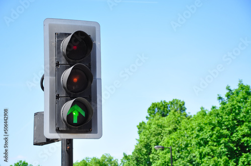 Traffic green arrow  light on the street