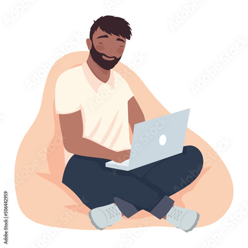 afro accountant man in sofa